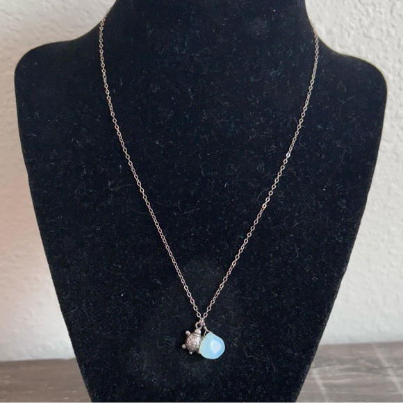 925 Sterling Silver | Turtle & Sea Stone | Pendant Necklace - Picture 1 of 8
